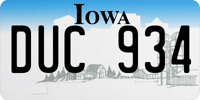 IA license plate DUC934