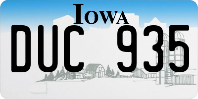 IA license plate DUC935