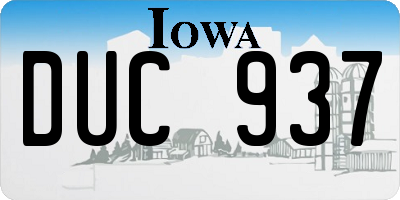 IA license plate DUC937