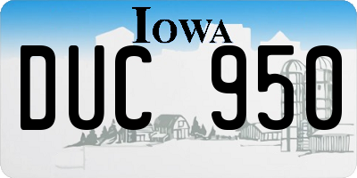 IA license plate DUC950