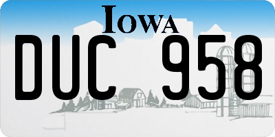 IA license plate DUC958