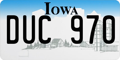 IA license plate DUC970