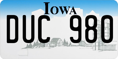 IA license plate DUC980