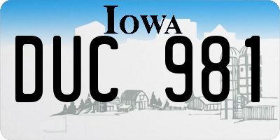 IA license plate DUC981