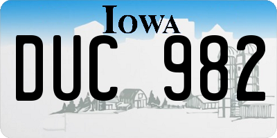IA license plate DUC982