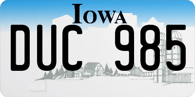 IA license plate DUC985