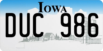 IA license plate DUC986