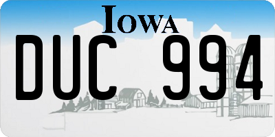 IA license plate DUC994