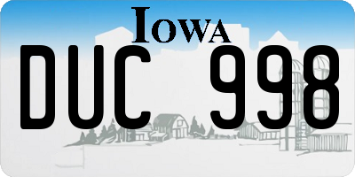 IA license plate DUC998