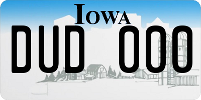IA license plate DUD000