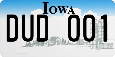 IA license plate DUD001
