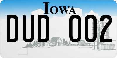 IA license plate DUD002
