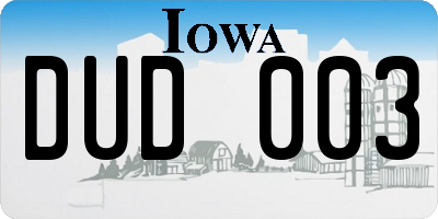 IA license plate DUD003