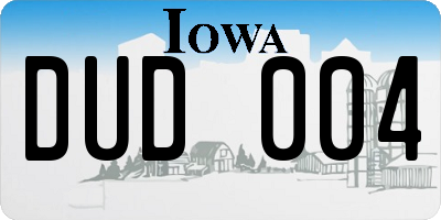 IA license plate DUD004