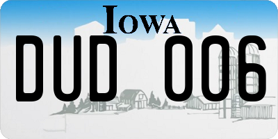 IA license plate DUD006