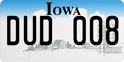 IA license plate DUD008