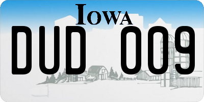 IA license plate DUD009