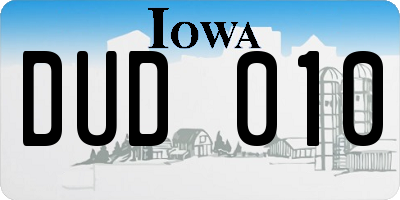 IA license plate DUD010