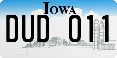 IA license plate DUD011