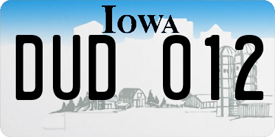 IA license plate DUD012