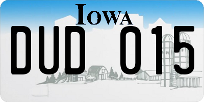IA license plate DUD015