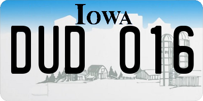 IA license plate DUD016