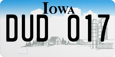 IA license plate DUD017
