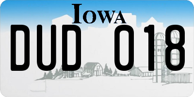 IA license plate DUD018