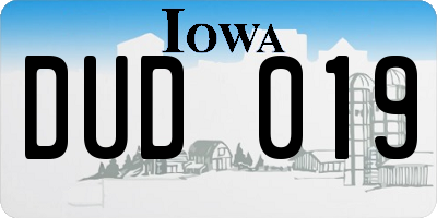 IA license plate DUD019
