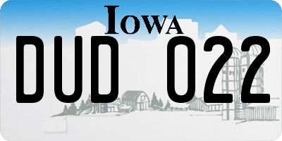 IA license plate DUD022