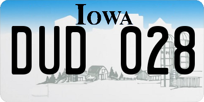 IA license plate DUD028