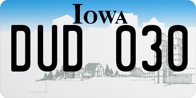 IA license plate DUD030