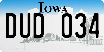 IA license plate DUD034