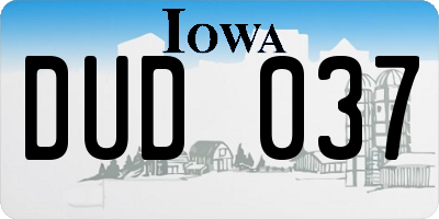 IA license plate DUD037