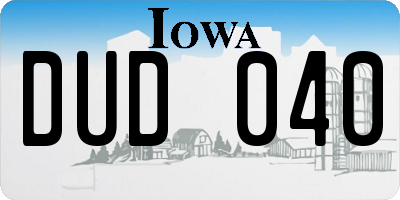 IA license plate DUD040