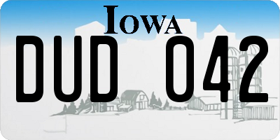 IA license plate DUD042