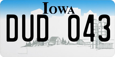 IA license plate DUD043
