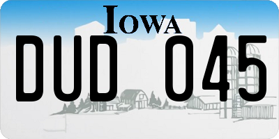 IA license plate DUD045