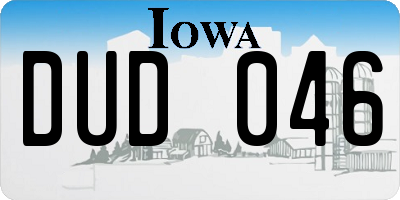 IA license plate DUD046