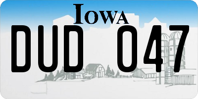 IA license plate DUD047