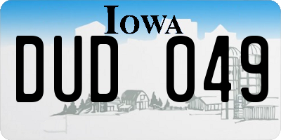 IA license plate DUD049