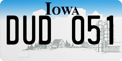 IA license plate DUD051