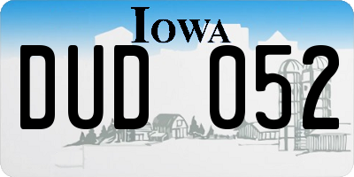 IA license plate DUD052