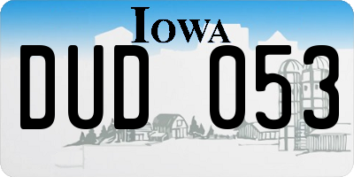 IA license plate DUD053
