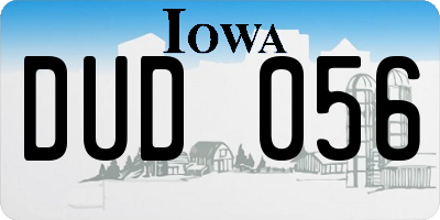 IA license plate DUD056