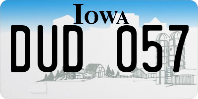 IA license plate DUD057