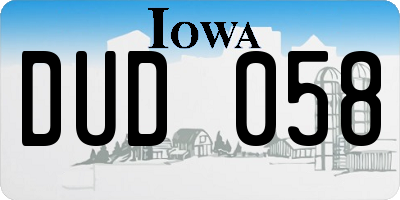 IA license plate DUD058