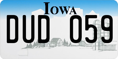 IA license plate DUD059