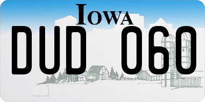 IA license plate DUD060