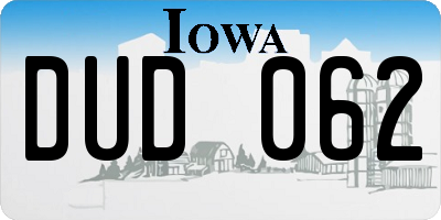 IA license plate DUD062